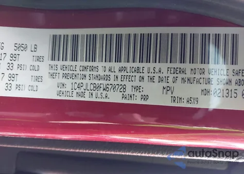 2015 Jeep Cherokee Latitude from USA, damaged, VIN 1C4PJLCB0FW670728